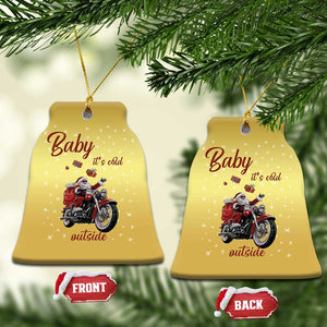 Funny Christmas Motorcycle Santa Christmas Ornament Xmas Motorbike Biker Gift TS10 Bell Flake Gold Print Your Wear