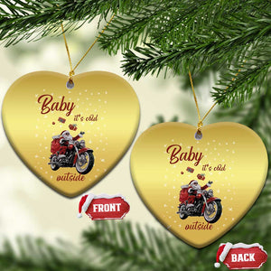 Funny Christmas Motorcycle Santa Christmas Ornament Xmas Motorbike Biker Gift TS10 Heart Gold Print Your Wear