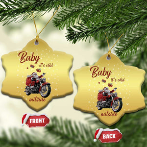 Funny Christmas Motorcycle Santa Christmas Ornament Xmas Motorbike Biker Gift TS10 Snow Flake Gold Print Your Wear