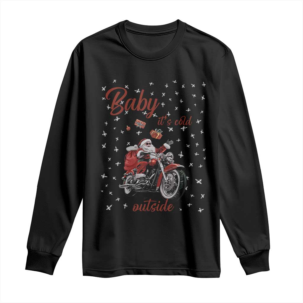 Funny Christmas Motorcycle Santa Long Sleeve Shirt Xmas Motorbike Biker Gift TS10 Black Print Your Wear