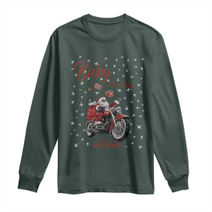 Funny Christmas Motorcycle Santa Long Sleeve Shirt Xmas Motorbike Biker Gift TS10 Dark Forest Green Print Your Wear