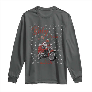 Funny Christmas Motorcycle Santa Long Sleeve Shirt Xmas Motorbike Biker Gift TS10 Dark Heather Print Your Wear