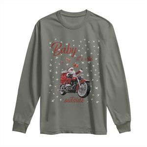 Funny Christmas Motorcycle Santa Long Sleeve Shirt Xmas Motorbike Biker Gift TS10 Military Green Print Your Wear