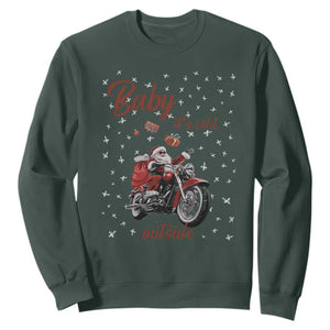 Funny Christmas Motorcycle Santa Sweatshirt Xmas Motorbike Biker Gift TS10 Dark Forest Green Print Your Wear