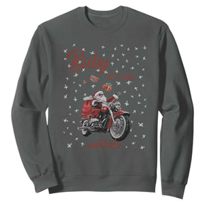 Funny Christmas Motorcycle Santa Sweatshirt Xmas Motorbike Biker Gift TS10 Dark Heather Print Your Wear