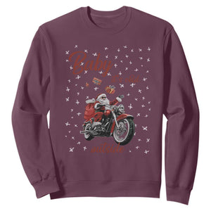 Funny Christmas Motorcycle Santa Sweatshirt Xmas Motorbike Biker Gift TS10 Maroon Print Your Wear