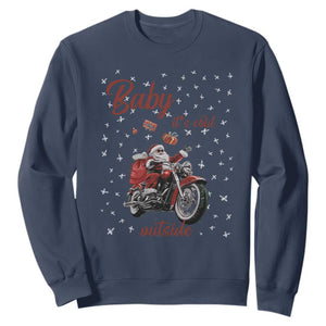 Funny Christmas Motorcycle Santa Sweatshirt Xmas Motorbike Biker Gift TS10 Navy Print Your Wear