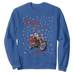 Funny Christmas Motorcycle Santa Sweatshirt Xmas Motorbike Biker Gift TS10 Royal Blue Print Your Wear