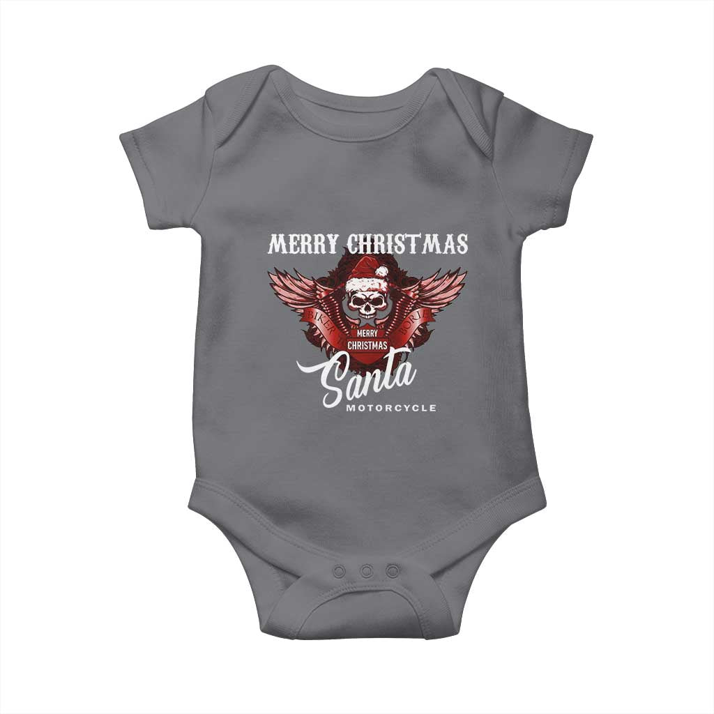 Motorcycle Biker Santa Baby Onesie Merry Christmas Skull Xmas TS10 Charcoal Print Your Wear