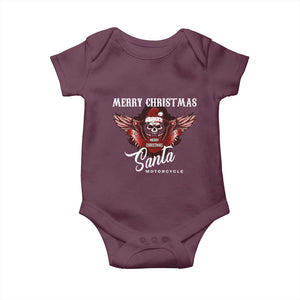 Motorcycle Biker Santa Baby Onesie Merry Christmas Skull Xmas TS10 Maroon Print Your Wear