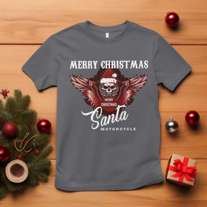 Motorcycle Biker Santa T Shirt Merry Christmas Skull Xmas TS10 Charcoal Print Your Wear