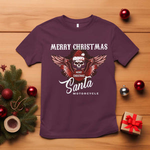 Motorcycle Biker Santa T Shirt Merry Christmas Skull Xmas TS10 Maroon Print Your Wear