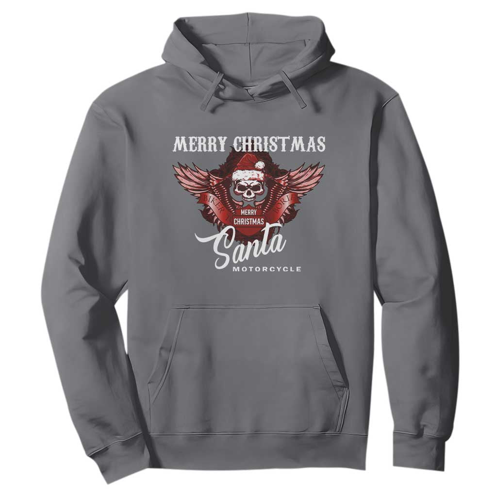 Motorcycle Biker Santa Hoodie Merry Christmas Skull Xmas TS10 Charcoal Print Your Wear