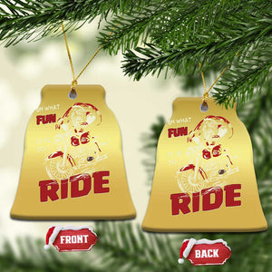 Funny Biker Christmas Ornament Oh What Fun It Is To Ride Santa Riding On A Motorcycle TS10 Bell Flake Gold Print Your Wear