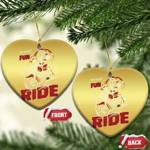 Funny Biker Christmas Ornament Oh What Fun It Is To Ride Santa Riding On A Motorcycle TS10 Heart Gold Print Your Wear