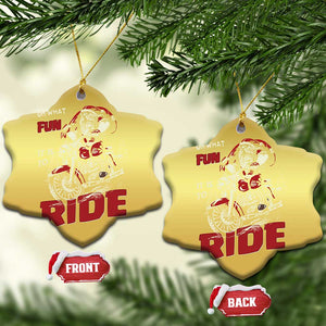 Funny Biker Christmas Ornament Oh What Fun It Is To Ride Santa Riding On A Motorcycle TS10 Snow Flake Gold Print Your Wear