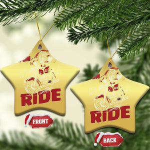 Funny Biker Christmas Ornament Oh What Fun It Is To Ride Santa Riding On A Motorcycle TS10 Star Gold Print Your Wear