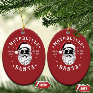 Funny Christmas Motorcycle Santa Christmas Ornament No Ride No Life Motorbike Rider Grandpa TS10 Oval Red Print Your Wear