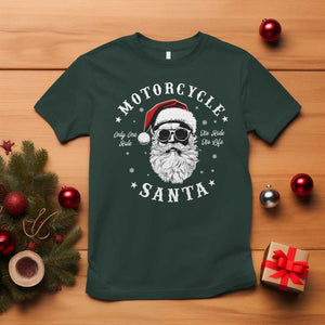 Funny Christmas Motorcycle Santa T Shirt No Ride No Life Motorbike Rider Grandpa TS10 Dark Forest Green Print Your Wear