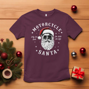 Funny Christmas Motorcycle Santa T Shirt No Ride No Life Motorbike Rider Grandpa TS10 Maroon Print Your Wear