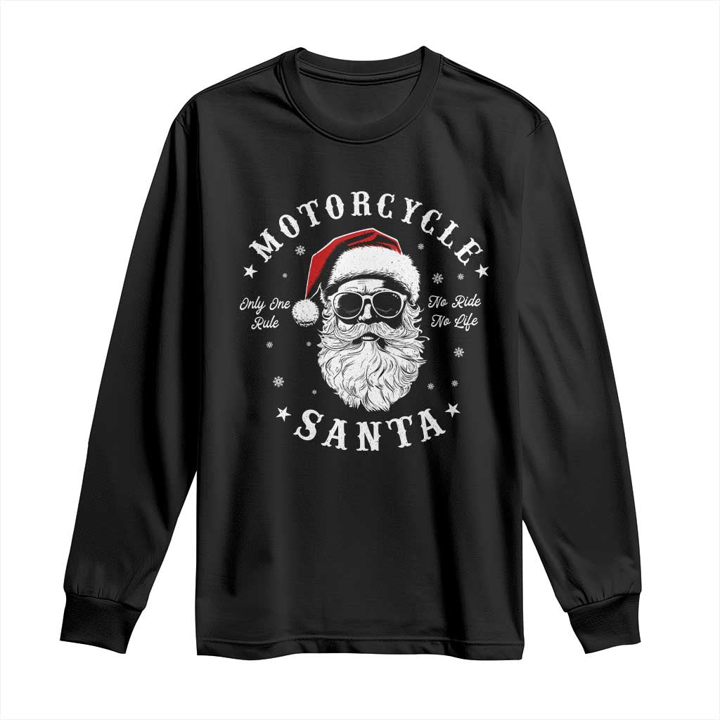 Funny Christmas Motorcycle Santa Long Sleeve Shirt No Ride No Life Motorbike Rider Grandpa TS10 Black Print Your Wear