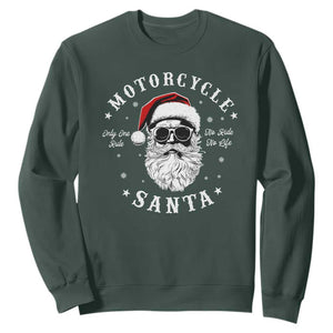 Funny Christmas Motorcycle Santa Sweatshirt No Ride No Life Motorbike Rider Grandpa TS10 Dark Forest Green Print Your Wear