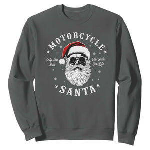 Funny Christmas Motorcycle Santa Sweatshirt No Ride No Life Motorbike Rider Grandpa TS10 Dark Heather Print Your Wear