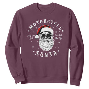 Funny Christmas Motorcycle Santa Sweatshirt No Ride No Life Motorbike Rider Grandpa TS10 Maroon Print Your Wear