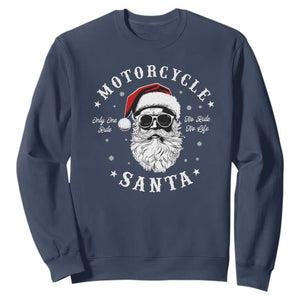 Funny Christmas Motorcycle Santa Sweatshirt No Ride No Life Motorbike Rider Grandpa TS10 Navy Print Your Wear