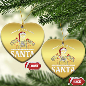 Funny Christmas Motorcycle Santa Christmas Ornament Let's Go Santa Skull Motorbike Rider TS10 Heart Gold Print Your Wear