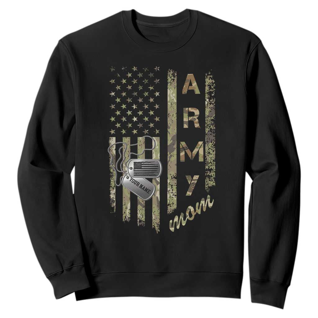 Personalized Vintage U.S. Army Mom Sweatshirt Custom Name Tag Proud Military Family Member Soldier Graduation TS10 Black Print Your Wear