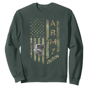 Personalized Vintage U.S. Army Mom Sweatshirt Custom Name Tag Proud Military Family Member Soldier Graduation TS10 Dark Forest Green Print Your Wear