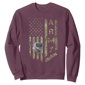 Personalized Vintage U.S. Army Mom Sweatshirt Custom Name Tag Proud Military Family Member Soldier Graduation TS10 Maroon Print Your Wear