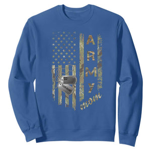 Personalized Vintage U.S. Army Mom Sweatshirt Custom Name Tag Proud Military Family Member Soldier Graduation TS10 Royal Blue Print Your Wear