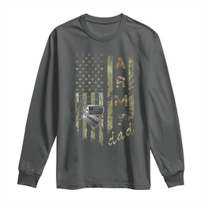 Personalized Vintage U.S. Army Dad Long Sleeve Shirt Custom Name Tag Proud Military Family Member Soldier Graduation TS10 Dark Heather Print Your Wear