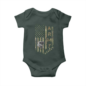 Personalized Vintage U.S. Army Sister Baby Onesie Custom Name Tag Proud Military Family Member Soldier Graduation TS10 Dark Forest Green Print Your Wear