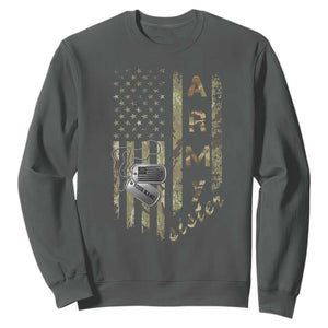 Personalized Vintage U.S. Army Sister Sweatshirt Custom Name Tag Proud Military Family Member Soldier Graduation TS10 Dark Heather Print Your Wear