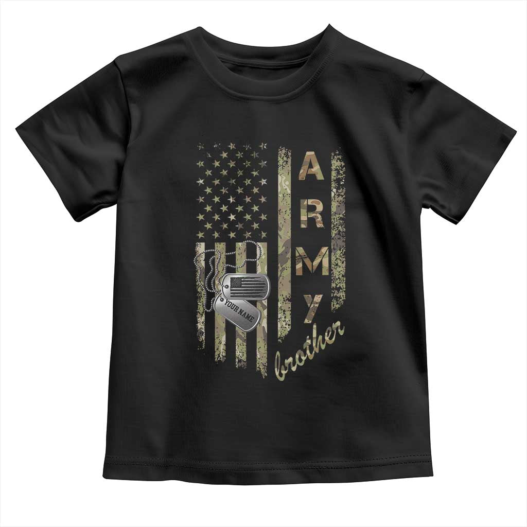 Personalized Vintage U.S. Army Brother Baby Shirt Custom Name Tag Proud Military Family Member Soldier Graduation TS10 Black Print Your Wear