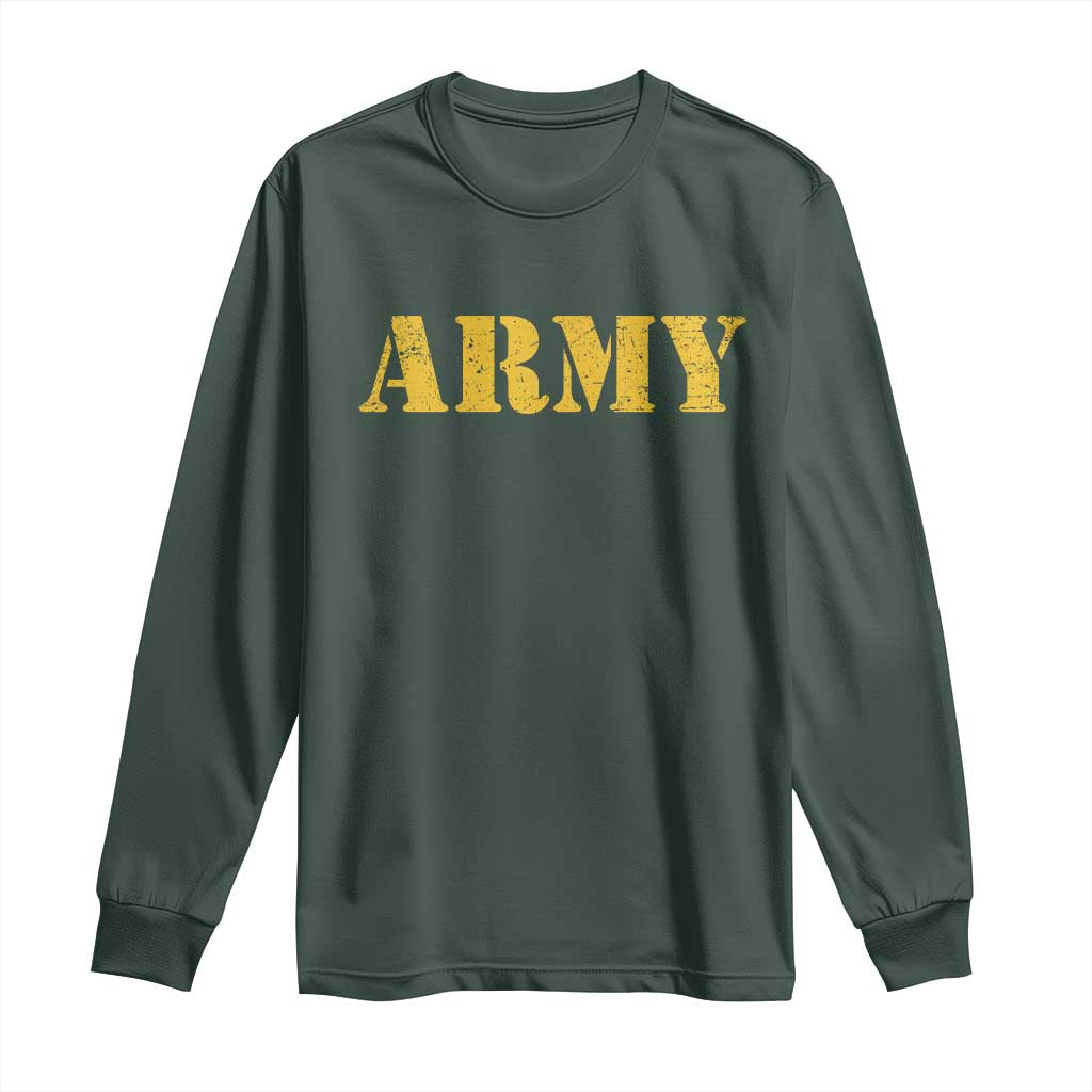 Army Long Sleeve Shirt Military Training PT Exercise Workout Gear Veterans Service TS10 Dark Forest Green Print Your Wear