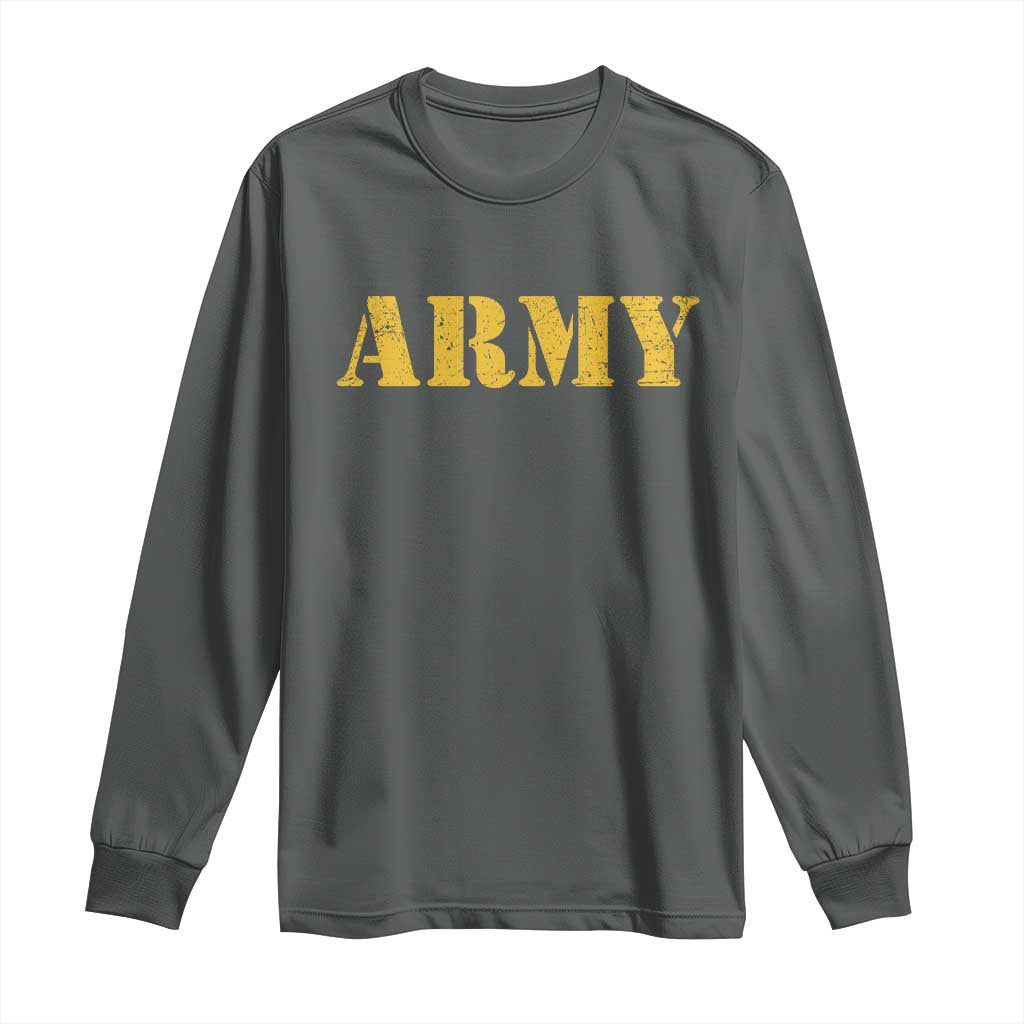 Army Long Sleeve Shirt Military Training PT Exercise Workout Gear Veterans Service TS10 Dark Heather Print Your Wear