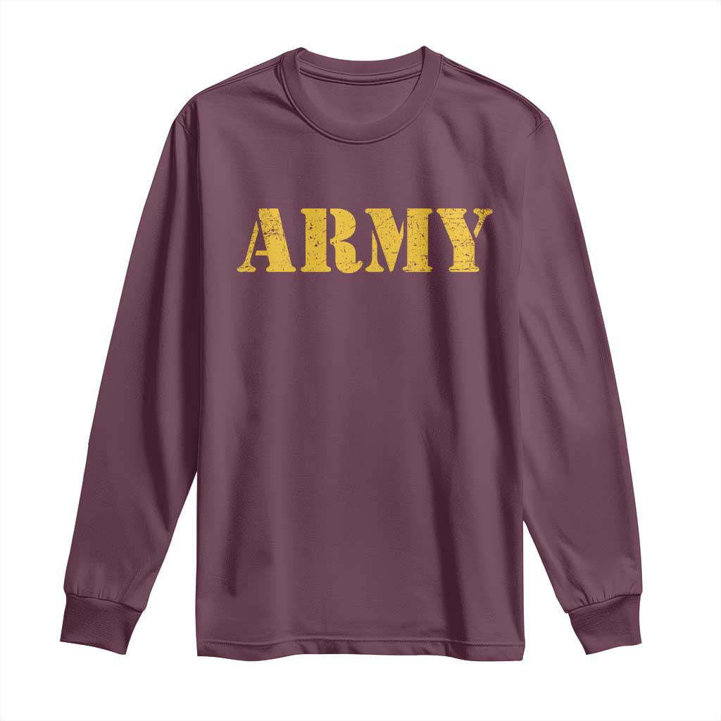 Army Long Sleeve Shirt Military Training PT Exercise Workout Gear Veterans Service TS10 Maroon Print Your Wear