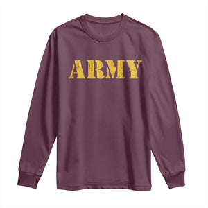 Army Long Sleeve Shirt Military Training PT Exercise Workout Gear Veterans Service TS10 Maroon Print Your Wear