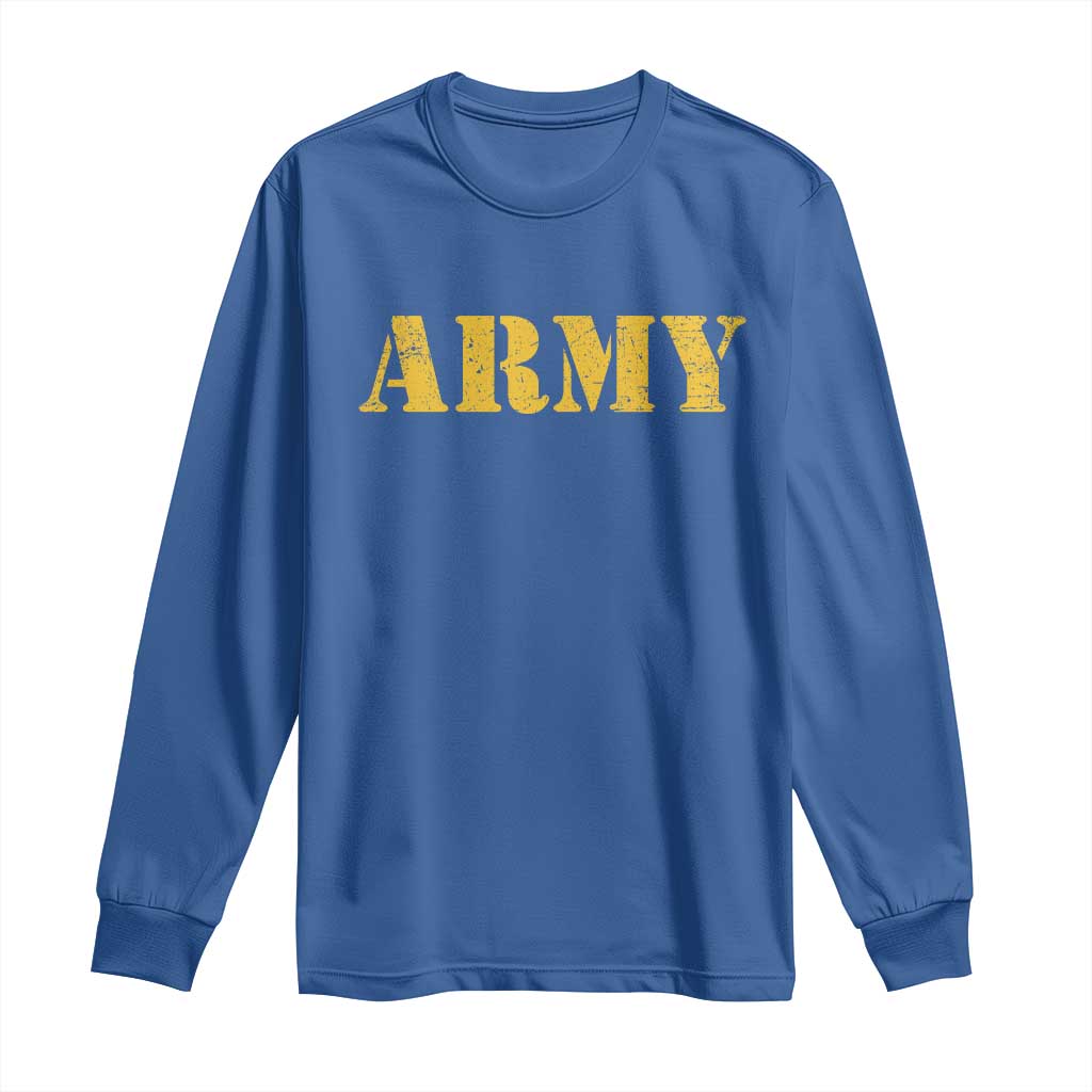 Army Long Sleeve Shirt Military Training PT Exercise Workout Gear Veterans Service TS10 Royal Blue Print Your Wear