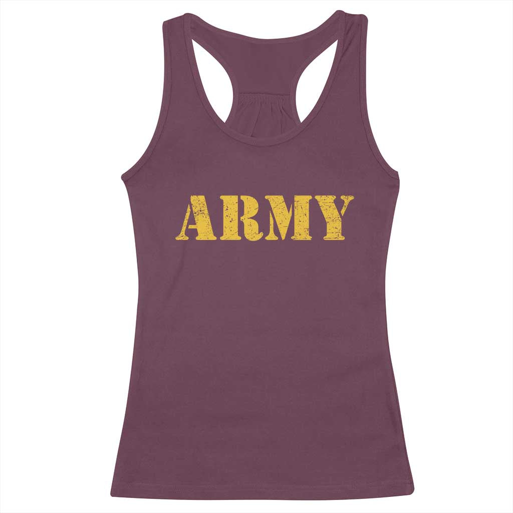 Army Racerback Tank Top - Military Training PT Exercise Workout Gear Veterans Service Tee TS10 Maroon Print Your Wear