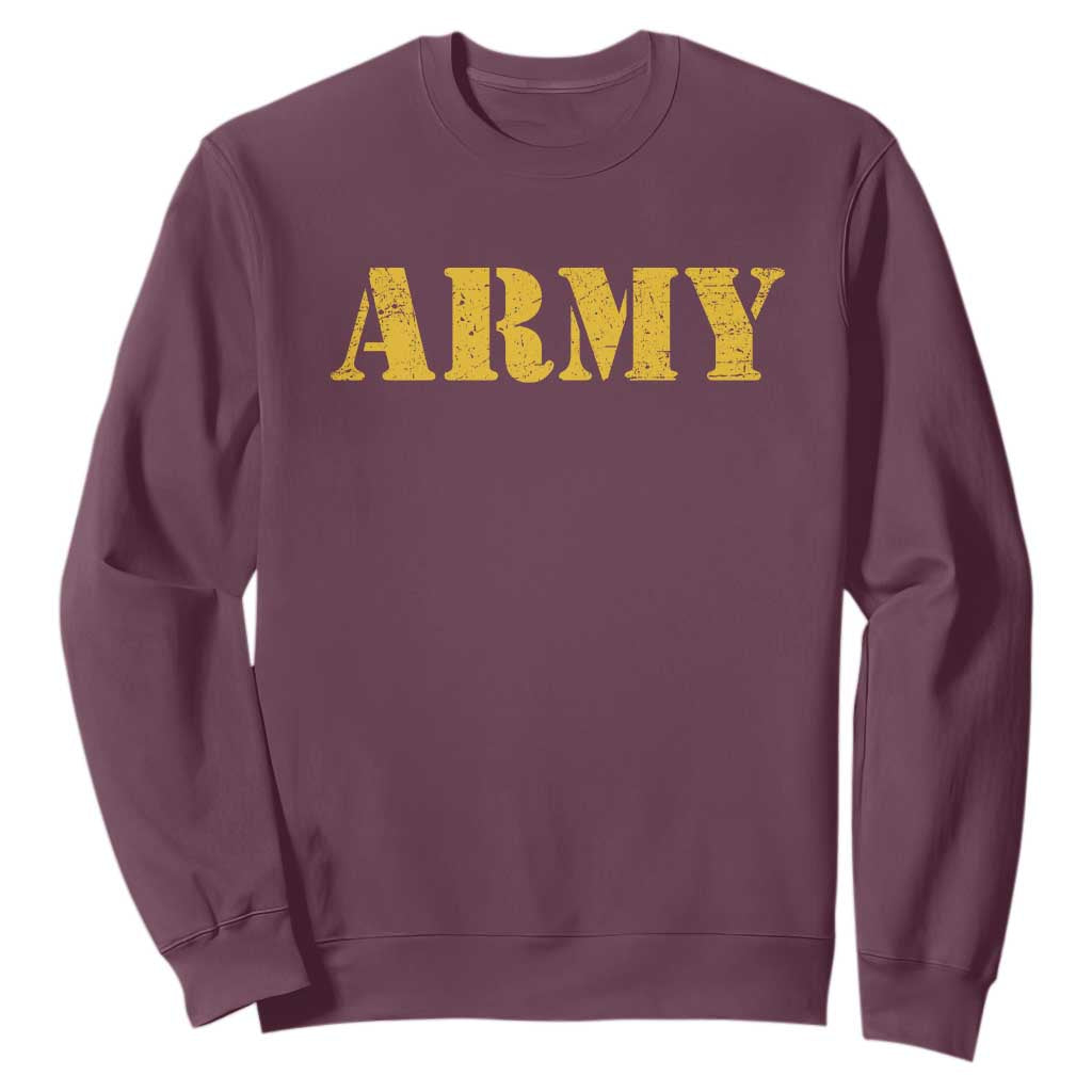 Army Sweatshirt Military Training PT Exercise Workout Gear Veterans Service TS10 Maroon Print Your Wear