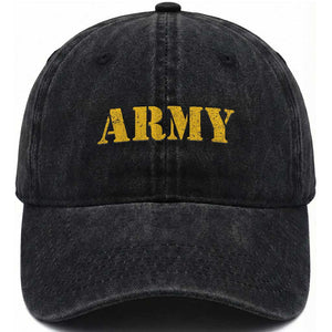Army Washed Cotton Baseball Cap Military Training PT Exercise Workout Gear Veterans Service TS10 Washed Cap Universal Fit Black Print Your Wear