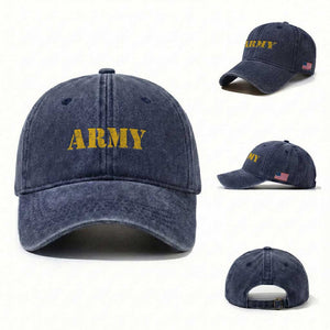 Army Washed Cotton Baseball Cap Military Training PT Exercise Workout Gear Veterans Service TS10 Washed Cap Universal Fit Navy Print Your Wear