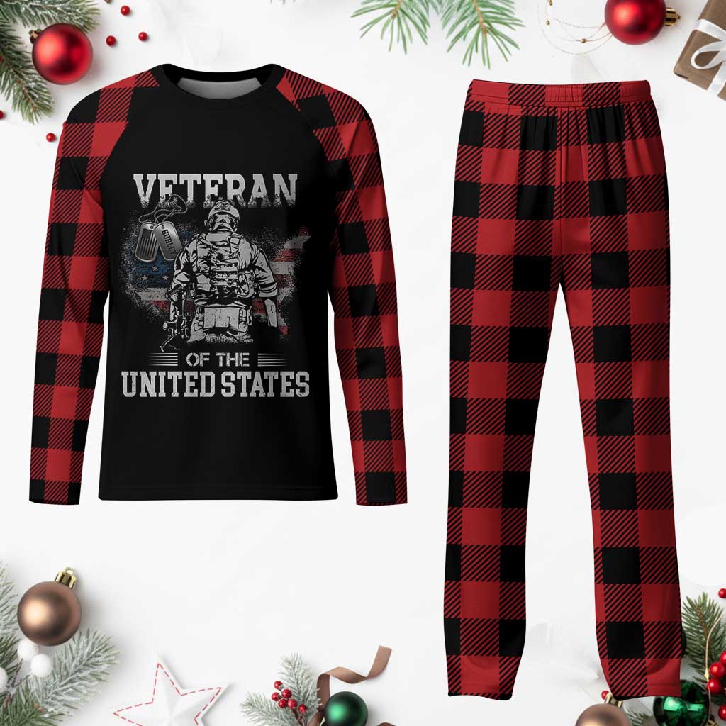Personalized Veteran Flag Plaid Pajama Set Custom Name Tag U.S. Army TS10 Buffalo Plaid Print Your Wear