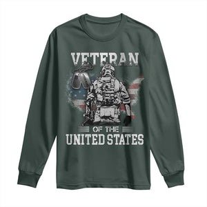 Personalized Veteran Of The United States Long Sleeve Shirt Custom Name Tag Memorial Independence Day Gift For Veterans American Flag TS10 Dark Forest Green Print Your Wear