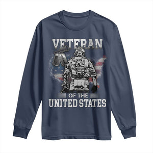 Personalized Veteran Of The United States Long Sleeve Shirt Custom Name Tag Memorial Independence Day Gift For Veterans American Flag TS10 Navy Print Your Wear